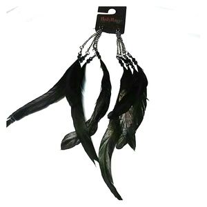 Black Feather Dangle Earrings